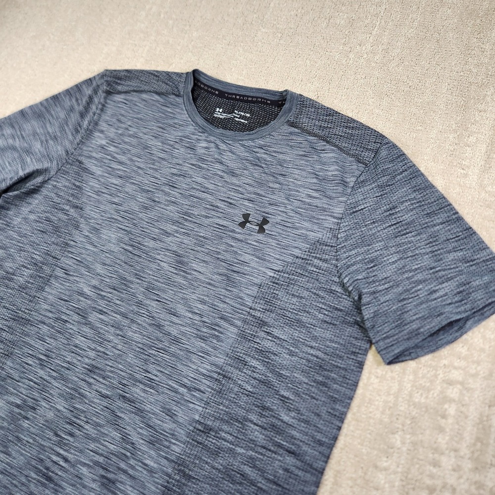 Under Armour Seamless Tee Shirt Men XL Fitted Gray Stretch Training Gym